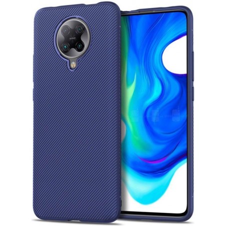 Xiaomi Poco F2 Pro Hoesje Twill Slim Texture Back Cover Blauw