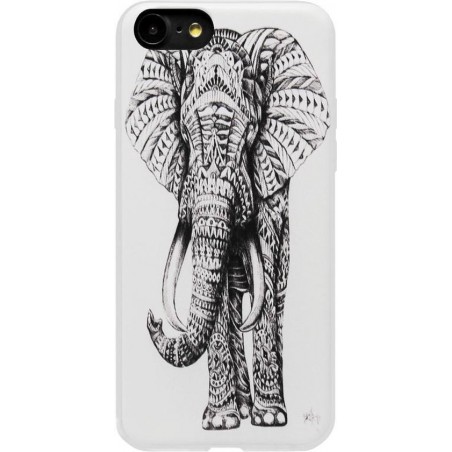 ADEL Siliconen Back Cover Softcase Hoesje voor iPhone 8 Plus/ 7 Plus - Olifant Wit