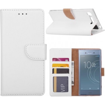 Xssive Hoesje voor Sony Xperia XZ1 Book Case - geschikt voor 3 pasjes - Wit
