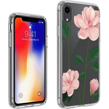 Apple iPhone XR Transparante Print Back Cover Hoesje Floral