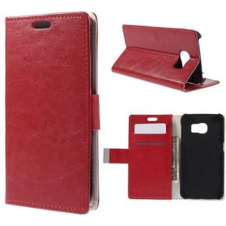 Magnetic Wallet Hoesje Samsung Galaxy S6 Edge rood