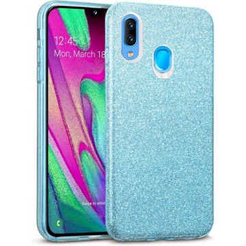 Samsung Galaxy A10S Hoesje Glitters Siliconen TPU Case Blauw - BlingBling Cover