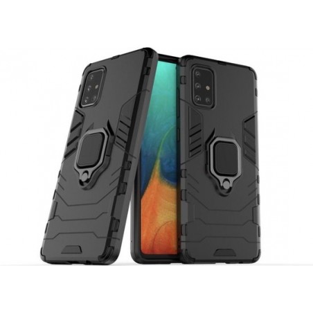 Samsung Galaxy A71 Robuust Kickstand Shockproof Zwart Cover Case Hoesje