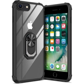 iPhone SE 2020 / 7 / 8 hoesje acryl transparant + metalen ringstandaard