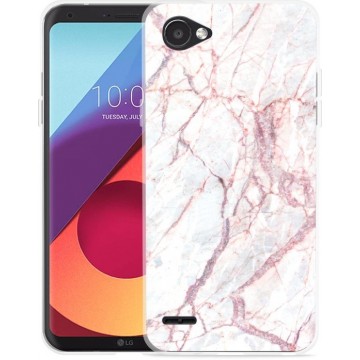 LG Q6 Hoesje White Pink Marble
