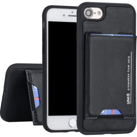 UNIQ Accessory iPhone 7-8 Kunstleer Hard Case Backcover hoesje - Zwart
