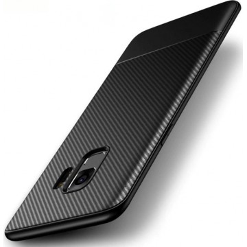 Luxe Carbon Backcover voor Samsung Galaxy S9 - Hoogwaardig Zacht TPU Soft Case - Matte Finish - Extra Stevig Zwart Hoesje