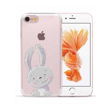 Apple Iphone 7 / 8 / SE2020 Transparant siliconen hoesje (grappig konijntje)