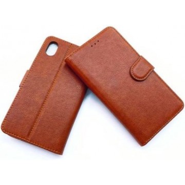 Apple iPhone X/XS Bruine Portemonnee Wallet Case -TPU  hoesje met pasjes Flip Cover - Boek  beschermend Telefoonhoesje