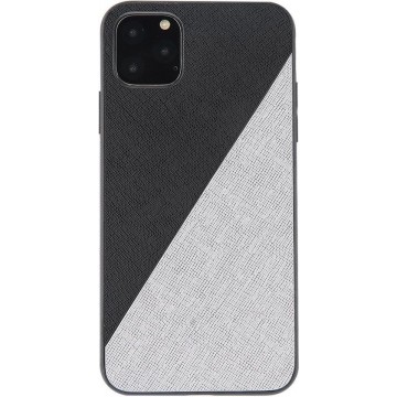 Apple iPhone 11 Hoesje Zilver x Zwart Cover Case