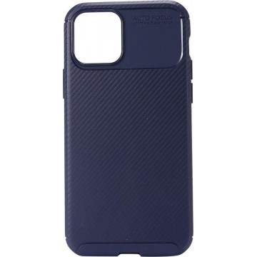 Shop4 - iPhone 12 Pro Max Hoesje - Back Case Carbon Donker Blauw