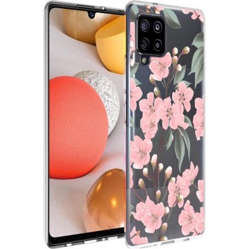 iMoshion Design voor de Samsung Galaxy A42 hoesje - Bloem - Roze / Groen