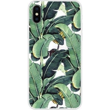 GadgetBay Bananen Bladeren hoesje iPhone X XS TPU Case - Groen cover