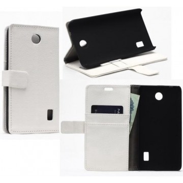 Litchi Cover wallet case hoesje Huawei Y635 wit
