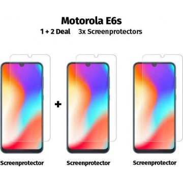 Motorola E6s Screenprotector - 1+2 Combi Deal! - 3x Tempered Glass Screen Protector / Gehard Glas