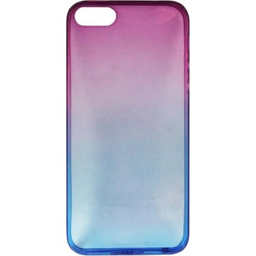 ADEL Siliconen Back Cover Softcase Hoesje voor iPhone 5/ 5S/ SE - Kleurovergang Paars Blauw
