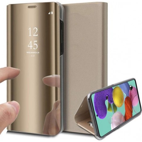 Samsung A51 Hoesje - Samsung Galaxy A51 Hoesje Book Case Spiegel - Goud