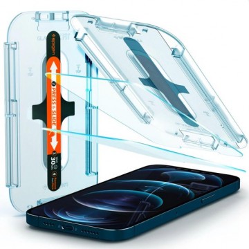 Spigen EZ FIT Glass Met Montage Frame voor Apple iPhone 12 Pro Max - 2 Pack - AGL01791