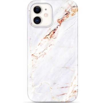 iPhone 11 Hoesje – Siliconen Case Marmer Design – Wit