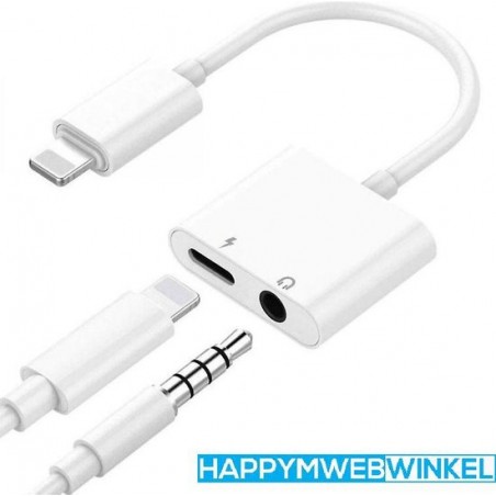 Splitter iphone adapter lightning audio jack 2in1 Audio + Opladen