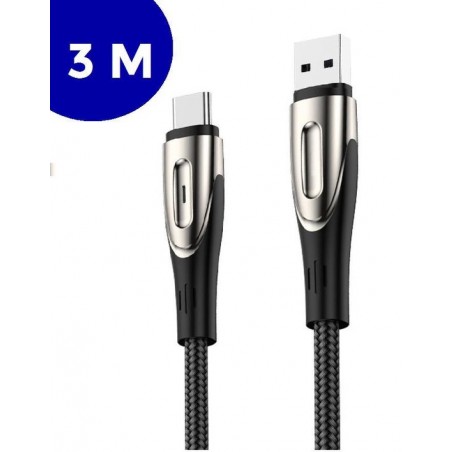 USB C kabel 3 meter van USB C naar USB A met Gevlochten nylon van ZEDAR® (oplaadkabel  Samsung)