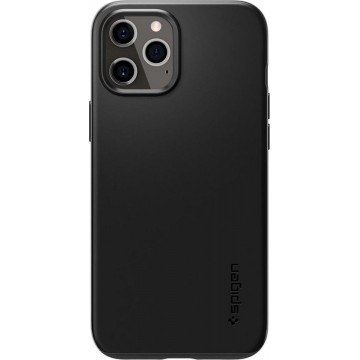 Spigen - iPhone 12 Hoesje - Back Case Thin Fit Zwart