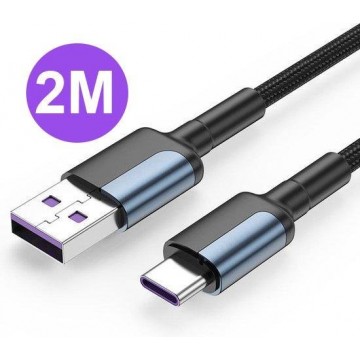 USB-C Oplaad en Data Kabel - 2 Meter - Samsung - Huawei - Xiaomi - Sony - OnePlus - Motorola - Laadkabel - Ondersteund Snelladen