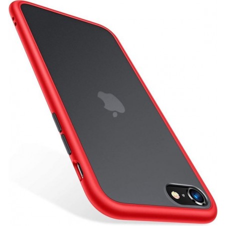 IYUPP iPhone 7 / 8 / SE 2020 Bumper Hoesje Rood x Mat Zwart Shockproof