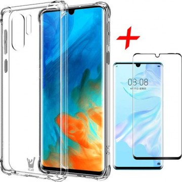 Huawei P30 Pro Hoesje + Screenprotector Full Screen - Transparant Shockproof Case - iCall