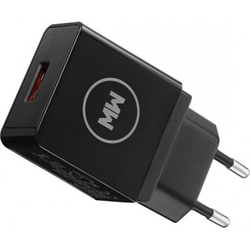 MW® QuickCharge Snellader - USB Adapter Universeel - Oplader - 18W 9V/2A -  Zwart