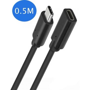 USB-C 3.1 Verlengkabel - 0.5 Meter - Ondersteund 4k - USB type C - Female naar Male adapter kabel - Data + Opladen