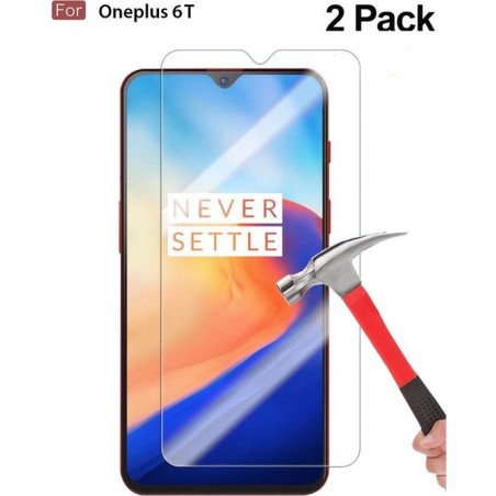 2 Stuks Screenprotector Tempered Glass Glazen Gehard Screen Protector 2.5D 9H (0.3mm) - Oneplus 6T