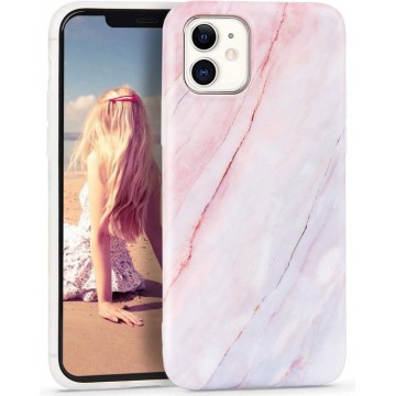 Apple iPhone 11 - Roze / Blauw - Marmer - Soft TPU Hoesje