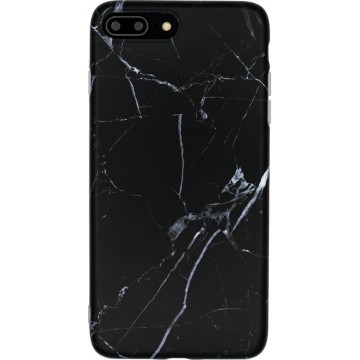 Luxe marmer case voor iPhone 7 Plus - iPhone 8 Plus hoesje - zwart - wit - back cover soft TPU zacht