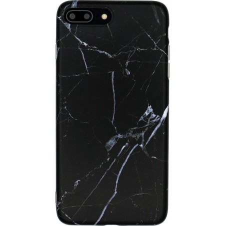 Luxe marmer case voor iPhone 7 Plus - iPhone 8 Plus hoesje - zwart - wit - back cover soft TPU zacht