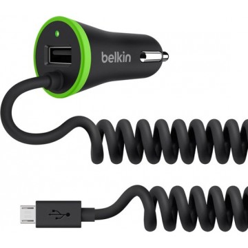 Belkin BOOST↑UP™  autolader met Vaste Opgerolde Micro-USB Kabel en USB Poort - 3.4A - Zwart