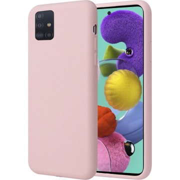 Samsung A51 Hoesje - Samsung Galaxy A51 Hoesje Liquid Siliconen Case Roze