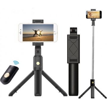 Selfiestick Universeel - Draadloos 3 in 1 Selfie Stick Tripod- 360° Draaibaar- iPhone/Samsung/Huawei
