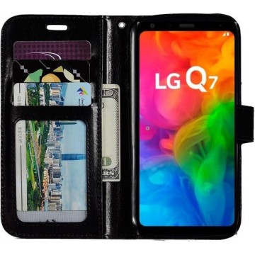 LG Q7 portemonnee hoesje - Zwart