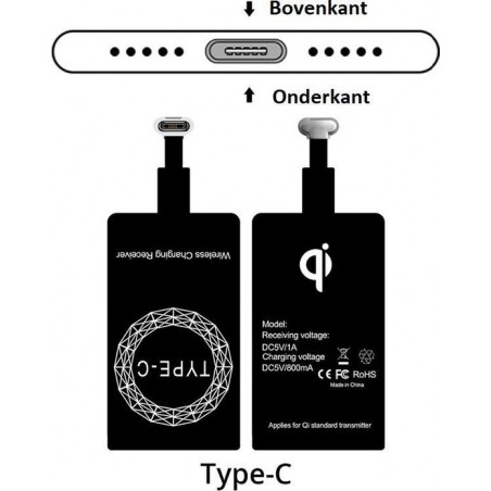 Type C Wireless Charging Receiver - Micro USB C - Type C – Draadloze oplaad ontvanger