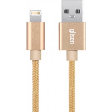 Glisen - Ultra Sterke iPhone 5s SE 6 8 X 11 Plus iPad USB Lightning Oplader Kabel - 1,8 meter – Goud