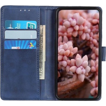 Samsung Galaxy A12 Hoesje Wallet Stand Kunst Leer Blauw