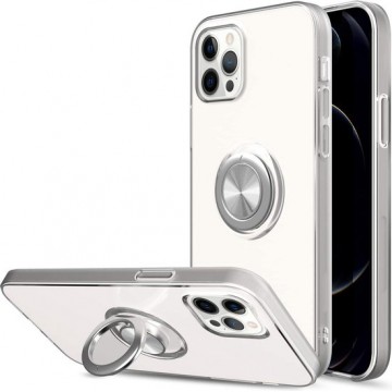iPhone 12 Pro Max hoesje Luxe Backcover case – Metalen Ring houder - Transparant