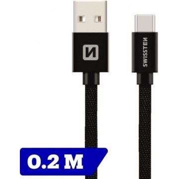 Swissten USB-C naar USB-A Kabel - 0.2M - Zwart