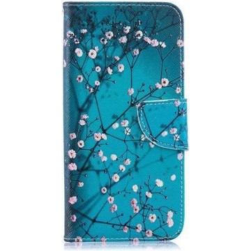 Shop4 - Samsung Galaxy A50 Hoesje - Wallet Case Bloesem Blauw
