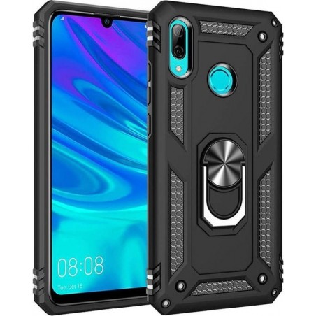 Huawei P Smart 2019 Hoesje Zwart - Anti-Shock Hybrid Armor met Kickstand Ring