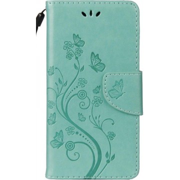 Apple iPhone XR  Bookcase - Groen - Vlinder / Bloemen - Portemonnee Hoesje - Pasjeshouder