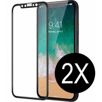 iPhone X / 10  full cover zwart screenprotector glas – Glasplaatje Tempered glass bescherming voor iPhone X en 10 – 2 stuks