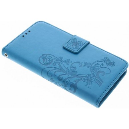 Klavertje Bloemen Booktype Samsung Galaxy J5 (2016) hoesje - Turquoise