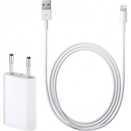 iPhone lader met lightning kabel - 5V adapter inclusief kabel - Geschikt voor Apple iPhone 12 / 11 / XR / XS Max / XS / 8 (Plus)